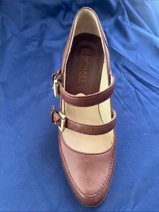 Michael Kors Shoes - Michael Kors Chestnut Leather Double-Strap Mary Jane pumps